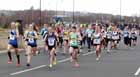 Start of the senior womens, 56 Ashley Gibson (Morpeth), 40 Lydia Turner (Birtley) and 72 Alyson Dixon (Sunderland Strollers) Elswick Road Relays.